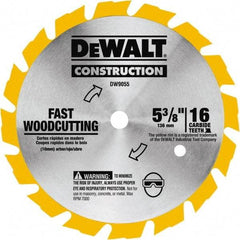 DeWALT - 5-3/8" Diam, 0.3937" Arbor Hole Diam, 16 Tooth Wet & Dry Cut Saw Blade - Tungsten Carbide-Tipped, Fast Cutting Action, Diamond Arbor - Americas Tooling