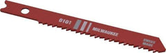 Milwaukee Tool - 2-3/4" Long, 14 Teeth per Inch, High Speed Steel Jig Saw Blade - Toothed Edge, 0.2813" Wide x 0.059" Thick, U-Shank - Americas Tooling