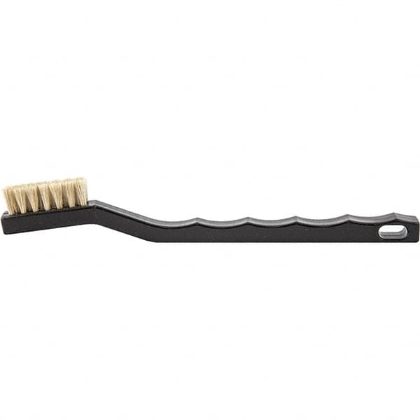 Brush Research Mfg. - 2 Rows x 7 Columns Hair Scratch Brush - 1/2" Brush Length, 7-1/4" OAL, 1/2 Trim Length, Plastic Curved Back Handle - Americas Tooling