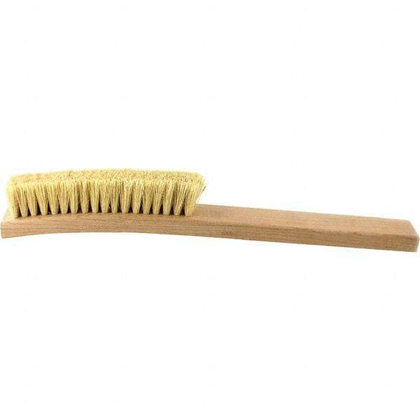 Brush Research Mfg. - 4 Rows x 18 Columns Tampico Scratch Brush - 5-3/4" Brush Length, 13-3/4" OAL, 1 Trim Length, Wood Curved Back Handle - Americas Tooling