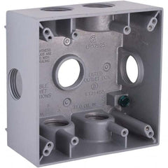 Hubbell-Raco - 4-1/2 x 4-1/2 x 2-1/4" Aluminum Square Weather Resistant Outlet Box - Americas Tooling