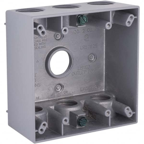 Hubbell-Raco - 4-1/2 x 4-1/2 x 2-1/4" Aluminum Square Weather Resistant Outlet Box - Americas Tooling