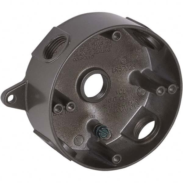 Hubbell-Raco - 5-1/4 x 4.203 x 1-5/8" Aluminum Round Weather Resistant Outlet Box - Americas Tooling