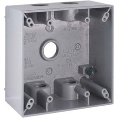 Hubbell-Raco - 4-1/2 x 4-1/2 x 2-1/4" Aluminum Square Weather Resistant Outlet Box - Americas Tooling