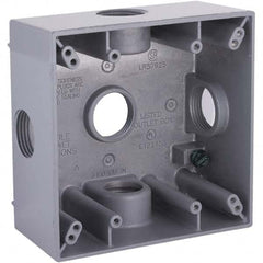 Hubbell-Raco - 4-1/2 x 4-1/2 x 2-1/4" Aluminum Square Weather Resistant Outlet Box - Americas Tooling