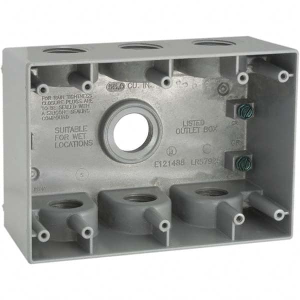 Hubbell-Raco - 4-1/2 x 6-3/8 x 2.781" Aluminum Rectangular Weather Resistant Outlet Box - Americas Tooling