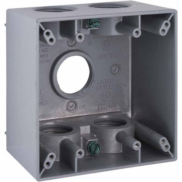 Hubbell-Raco - 4-1/2 x 4-1/2 x 2-5/8" Aluminum Square Weather Resistant Outlet Box - Americas Tooling