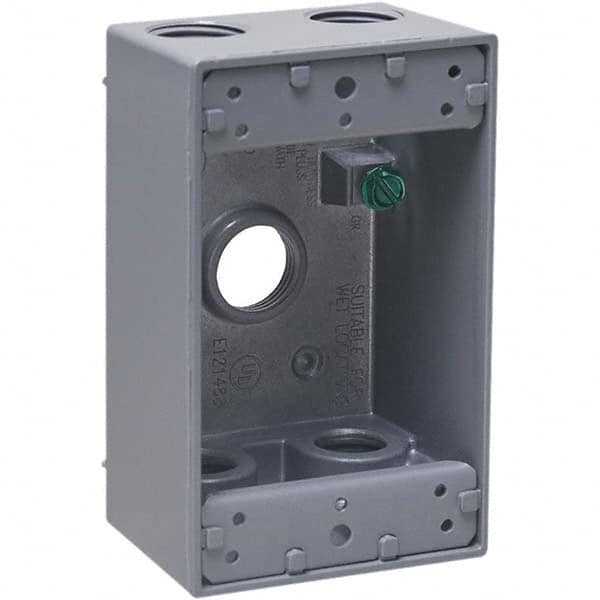 Hubbell-Raco - 4.57 x 2.816 x 2.148" Aluminum Rectangular Weather Resistant Outlet Box - Americas Tooling