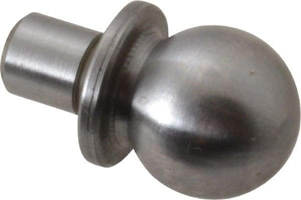 Jergens - 1/2" Ball Diam, 1/4" Shank Diam, Steel Construction Tooling Ball - 5/8" Ball Center to Shank Bottom, 5/16" Ball Center to Shoulder Bottom, with Shoulder - Americas Tooling