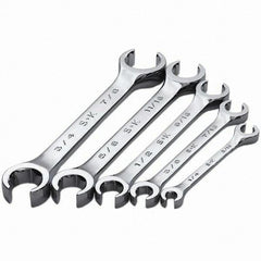 SK - 5 Piece, 1/4 x 5/16 to 3/4 x 7/8", Flare Nut Wrench Set - Inch System of Measurement, Chrome Finish - Americas Tooling