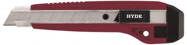 Hyde Tools - Snap Utility Knife - 18mm Blade, Red & Black Polystyrene (High Impact) Handle, 3 Blades Included - Americas Tooling