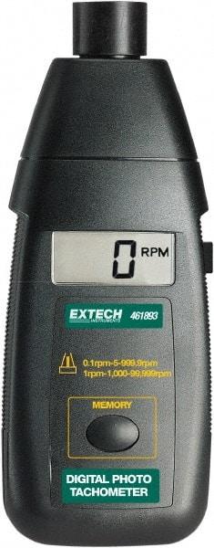 Extech - Accurate up to 0.05%, Noncontact Tachometer - 6.7 Inch Long x 2.8 Inch Wide x 1-1/2 Inch Meter Thick, 5 to 99,999 RPM Measurement - Americas Tooling