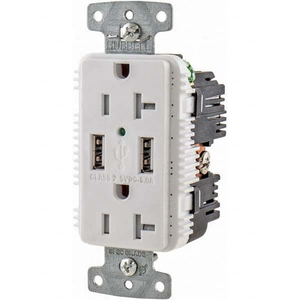 Hubbell Wiring Device-Kellems - USB Receptacles Number of USB Ports: 2 Number of Receptacles: 2 - Americas Tooling