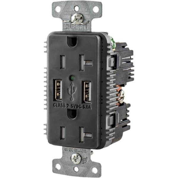 Hubbell Wiring Device-Kellems - USB Receptacles Number of USB Ports: 2 Number of Receptacles: 2 - Americas Tooling