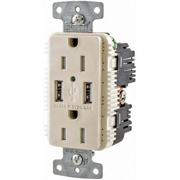 Hubbell Wiring Device-Kellems - USB Receptacles Number of USB Ports: 2 Number of Receptacles: 2 - Americas Tooling