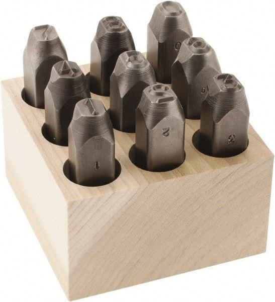 C.H. Hanson - 9 Piece, 3/8" Character Steel Stamp Set - Figures, Reverse - Americas Tooling