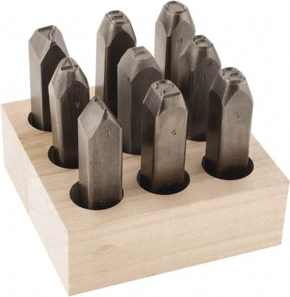 C.H. Hanson - 9 Piece, 1/2" Character Steel Stamp Set - Figures, Reverse - Americas Tooling