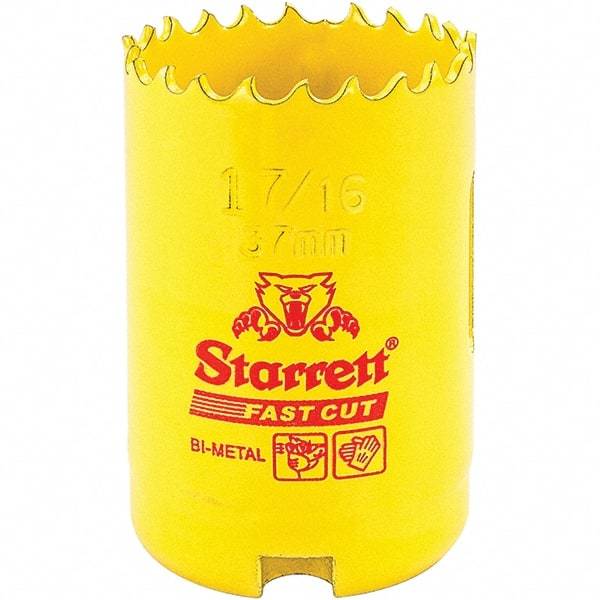 Starrett - 1-7/16" Diam, 1-5/8" Cutting Depth, Hole Saw - High Speed Steel Saw, Toothed Edge - Americas Tooling