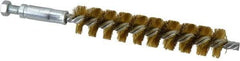 Schaefer Brush - 4" Brush Length, 3/4" Diam, Double Stem, Single Spiral Tube Brush - 6-1/4" Long, Brass, 1/4-28 Male Connection - Americas Tooling