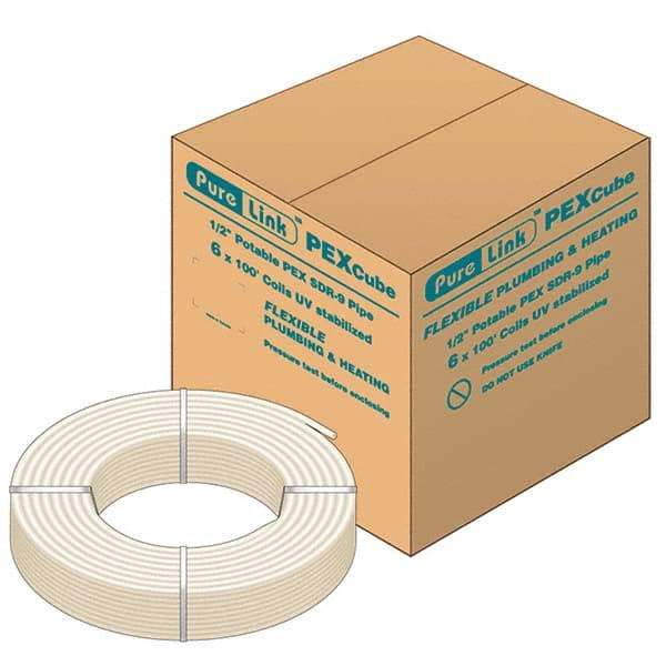 Mueller Industries - 0.475" ID x 5/8" OD, 100' Long, PEX-A Tube - Natural with Red Print, 100 Max psi - Americas Tooling