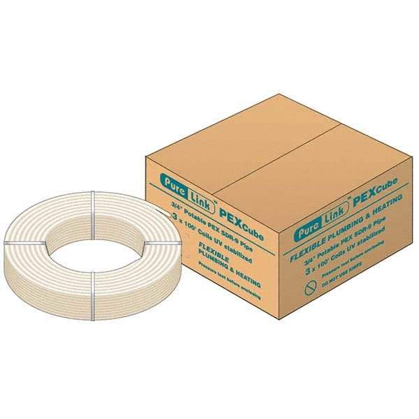 Mueller Industries - 0.671" ID x 7/8" OD, 100' Long, PEX-A Tube - Natural with Blue Print, 100 Max psi - Americas Tooling