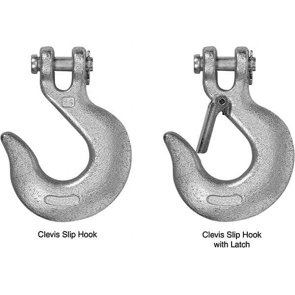 Campbell - 5/16" Chain Diam, 43 Chain Grade Clevis Hook - 3,900 Lb Capacity, 1/2" ID, 7/16" Pin Diam, 1" Hook Throat, 4-7/8" OAL, 3-1/8" Hook Width - Americas Tooling