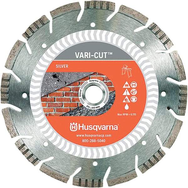 Husqvarna - 10" Diam, 5/8 & 7/8" Arbor Hole Diam, Continuous Edge Tooth Wet & Dry Cut Saw Blade - Diamond-Tipped, Fast Cutting Action, Standard Round Arbor - Americas Tooling