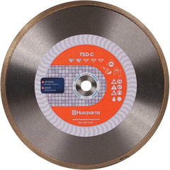 Husqvarna - 10" Diam, 5/8 & 7/8" Arbor Hole Diam, Continuous Edge Tooth Wet & Dry Cut Saw Blade - Diamond-Tipped, Finishing Action, Standard Round Arbor - Americas Tooling