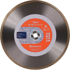 Husqvarna - 4-1/2" Diam, 5/8 & 7/8" Arbor Hole Diam, Continuous Edge Tooth Wet & Dry Cut Saw Blade - Diamond-Tipped, Finishing Action, Standard Round Arbor - Americas Tooling