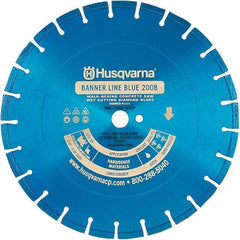 Husqvarna - 18" Diam, 1" Arbor Hole Diam, Continuous Edge Tooth Wet & Dry Cut Saw Blade - Diamond-Tipped, General Purpose Action, Standard Round Arbor - Americas Tooling