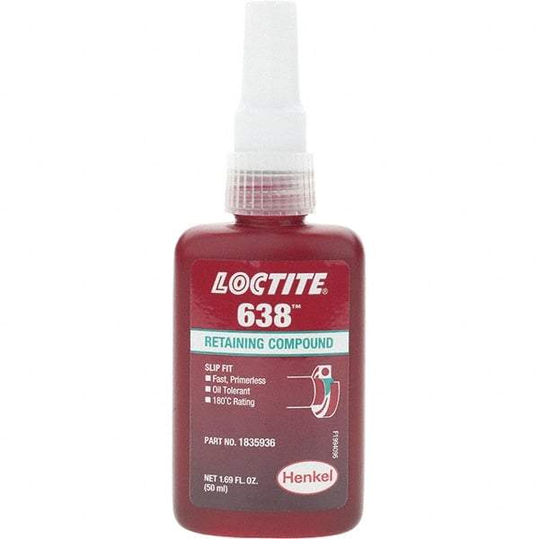 Loctite - 50 mL, Green, High Strength Retaining Compound - Series 638 - Americas Tooling