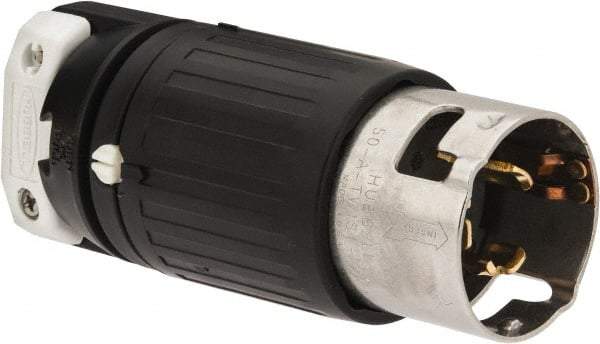 Hubbell Wiring Device-Kellems - 250 VAC, 50 Amp, NonNEMA Configuration, Industrial Grade, Self Grounding Plug - 3 Phase, 3 Poles, IP20, 0.83 to 1-1/4 Inch Cord Diameter - Americas Tooling