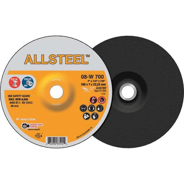 WALTER Surface Technologies - Depressed-Center Wheels Wheel Diameter (Inch): 7 Wheel Thickness (Inch): 1/4 - Americas Tooling