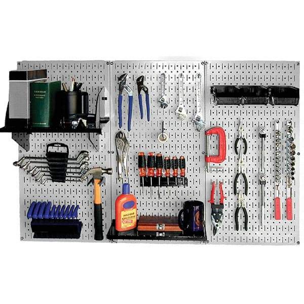 Wall Control - 48" Wide x 32" High Peg Board Kit - 3 Panels, Metal, Gray/Black - Americas Tooling