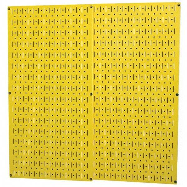 Wall Control - 32" Wide x 32" High Peg Board Storage Board - 2 Panels, Metal, Yellow - Americas Tooling