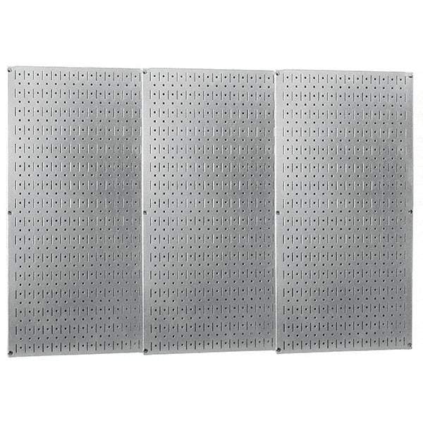 Wall Control - 48" Wide x 32" High Peg Board Storage Board - 3 Panels, Galvanized Steel, Metallic - Americas Tooling