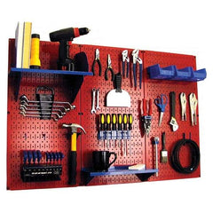 Wall Control - 48" Wide x 32" High Peg Board Kit - 3 Panels, Metal, Red/Blue - Americas Tooling