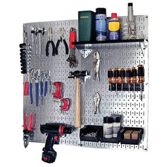 Wall Control - 32" Wide x 32" High Peg Board Kit - 2 Panels, Galvanized Steel, Galvanized/Black - Americas Tooling