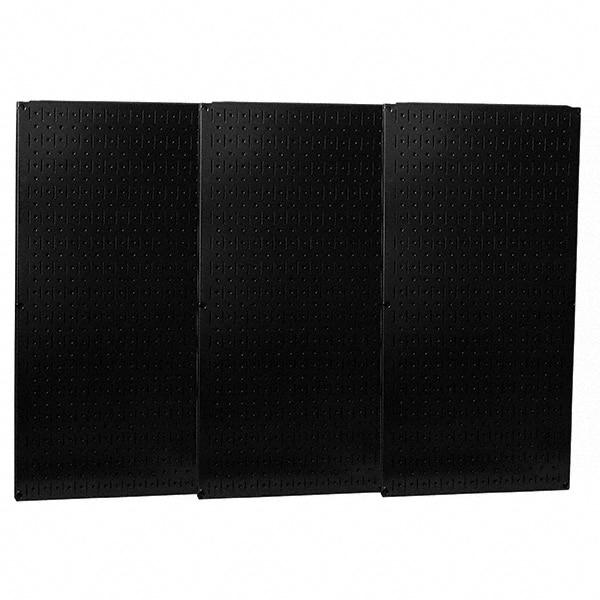 Wall Control - 48" Wide x 32" High Peg Board Storage Board - 3 Panels, Metal, Black - Americas Tooling