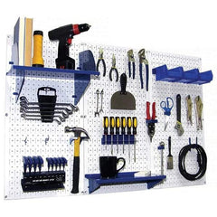 Wall Control - 48" Wide x 32" High Peg Board Kit - 3 Panels, Metal, White/Blue - Americas Tooling