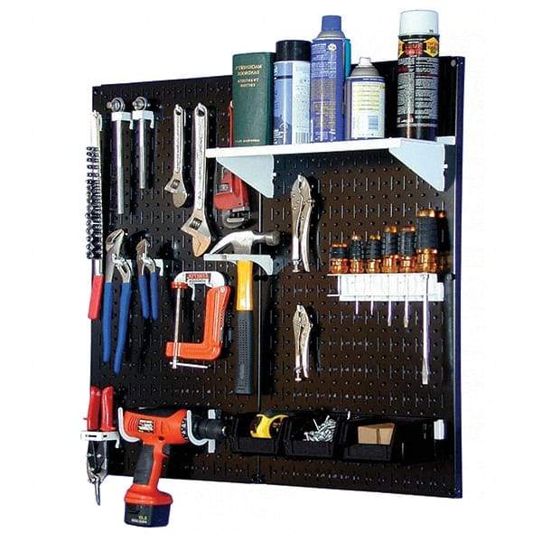 Wall Control - 32" Wide x 32" High Peg Board Kit - 2 Panels, Metal, Black/White - Americas Tooling