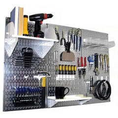 Wall Control - 48" Wide x 32" High Peg Board Kit - 3 Panels, Galvanized Steel, Galvanized/White - Americas Tooling