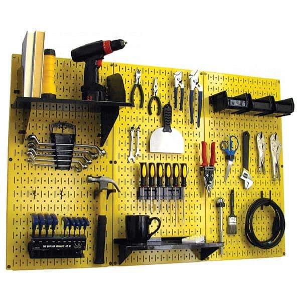 Wall Control - 48" Wide x 32" High Peg Board Kit - 3 Panels, Metal, Yellow/Black - Americas Tooling