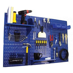 Wall Control - 48" Wide x 32" High Peg Board Kit - 3 Panels, Metal, Blue - Americas Tooling