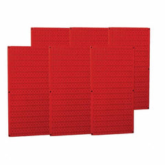 Wall Control - 96" Wide x 32" High Peg Board Storage Board - 6 Panels, Metal, Red - Americas Tooling