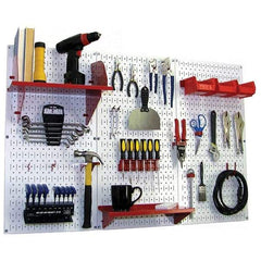 Wall Control - 48" Wide x 32" High Peg Board Kit - 3 Panels, Metal, White/Red - Americas Tooling