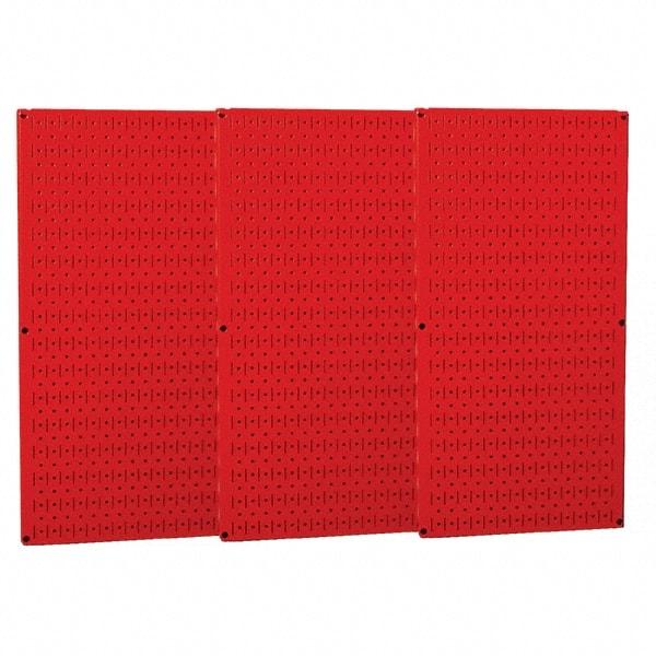 Wall Control - 48" Wide x 32" High Peg Board Storage Board - 3 Panels, Metal, Red - Americas Tooling