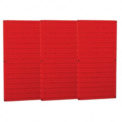 Wall Control - 48" Wide x 32" High Peg Board Storage Board - 3 Panels, Metal, Red - Americas Tooling