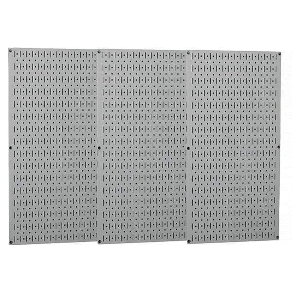 Wall Control - 48" Wide x 32" High Peg Board Storage Board - 3 Panels, Metal, Gray - Americas Tooling