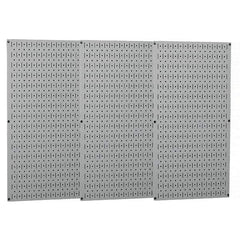 Wall Control - 48" Wide x 32" High Peg Board Storage Board - 3 Panels, Metal, Gray - Americas Tooling